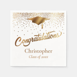 Guardanapo De Papel Parabéns Graduado, Turma de Ouro sobre Branco