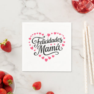 Guardanapo De Papel Parabéns Mamãe Feliz Dia das Mães Caligrafia