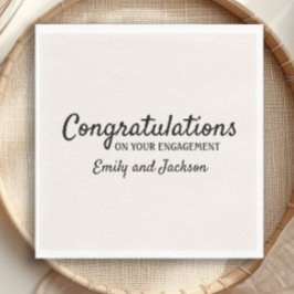 Guardanapo De Papel Parabéns Nome do Script do Noivado Creme Branco