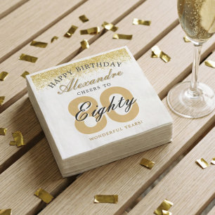 Guardanapo De Papel Parabéns pelo Aniversário de 80 Anos de Celebração