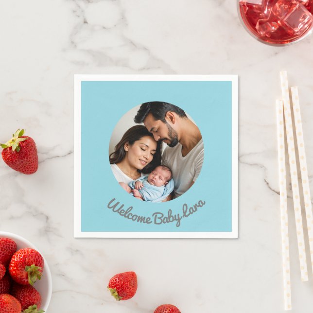 Guardanapo De Papel parabéns personalizados bebê menino azul bem vindo (Insitu)