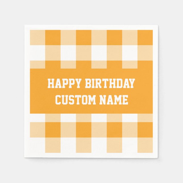 Guardanapo De Papel Parabéns Yellow Gingham (Frente)