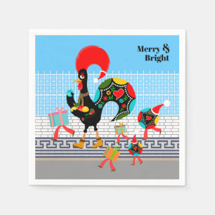 Guardanapo De Papel Parada de Natal Festiva do Galo Português