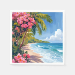 Guardanapo De Papel Paraíso de Praia Tropical | Pintura do Oceano