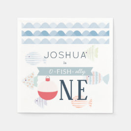 Guardanapo De Papel Parceiro de O-fish Um Garoto de Pesca Branco Anive