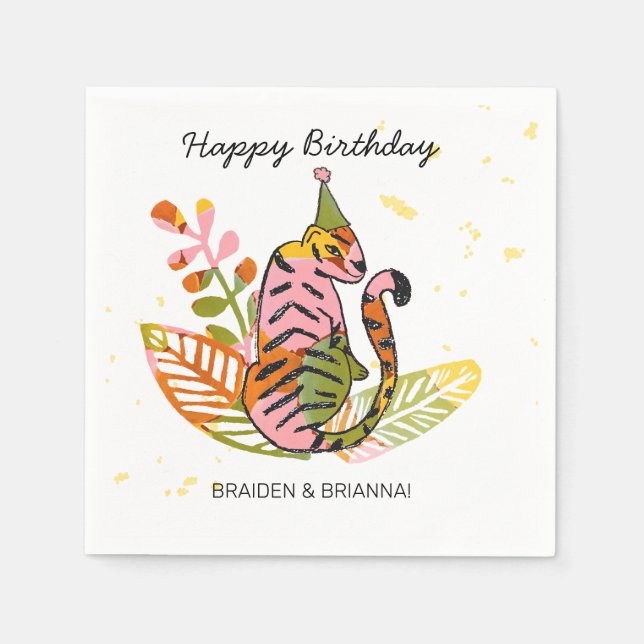 Guardanapo De Papel Parceiro Safari Aniversário Conjunto De Crianças D (Frente)