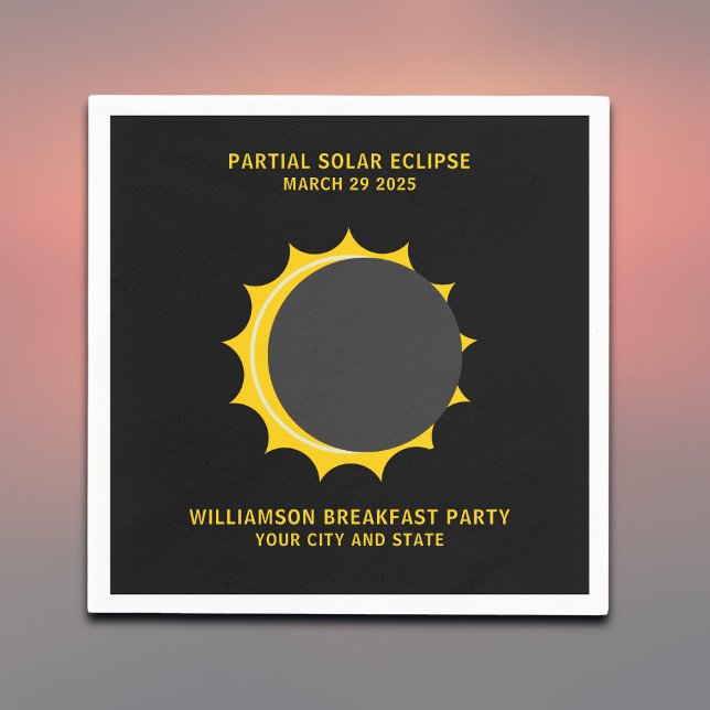 Guardanapo De Papel Parcial Solar Eclipse março de 2025 Personalizado (Add your details via the template to personalize as required)