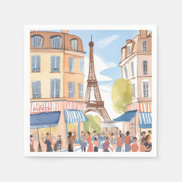 Guardanapo De Papel Paris França Torre Eiffel Aquarela Viagem