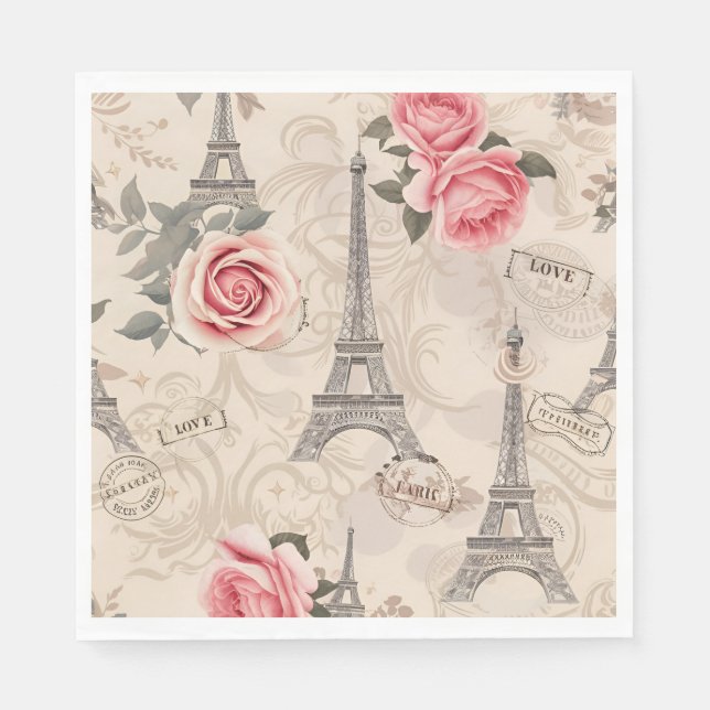 Guardanapo De Papel Paris França Vintage Pattern (Frente)