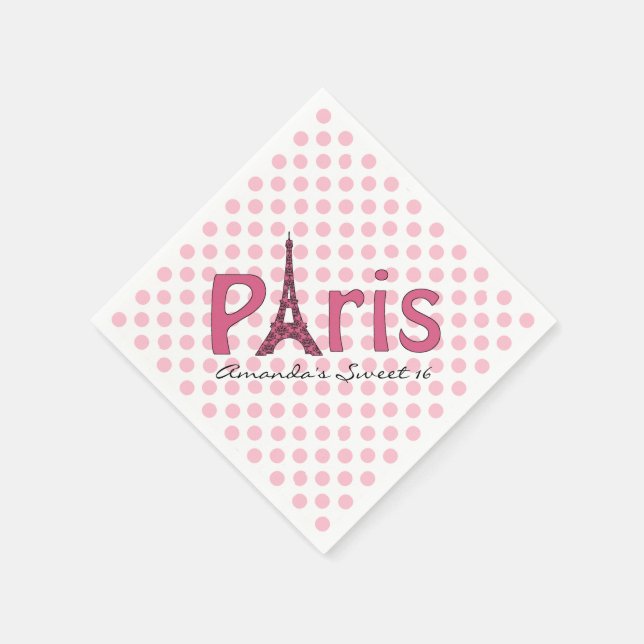 Guardanapo De Papel Paris Sweet 16 Custom Birthday Napkins (Canto)
