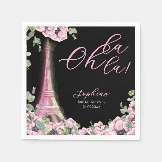 Guardanapo De Papel Parisian Oh La La Bridal Shower (Frente)