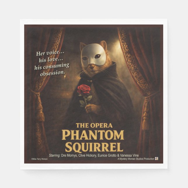 Guardanapo De Papel Paródia de Esquilo Fantasma da Ópera (Frente)