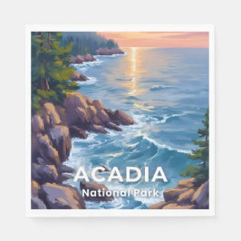 Guardanapo De Papel Parque Nacional Acadia | Pintura de Viagem de Arte