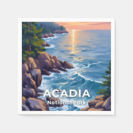 Guardanapo De Papel Parque Nacional Acadia | Pintura de Viagem de Arte