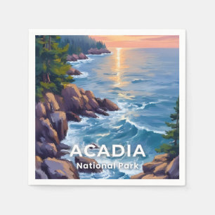 Guardanapo De Papel Parque Nacional Acadia Pintura de Viagem de Arte