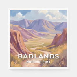 Guardanapo De Papel Parque Nacional Badlands Dakota do Sul Viagem Arte