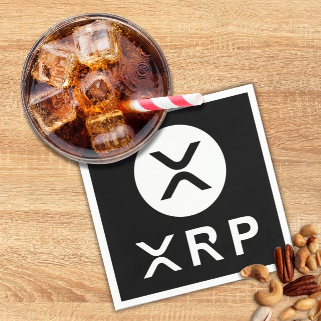 Guardanapo De Papel Parte de Moeda Criptográfica Preta XRP (Black XRP cocktail napkins for Crypto Currency enthusiast parties)