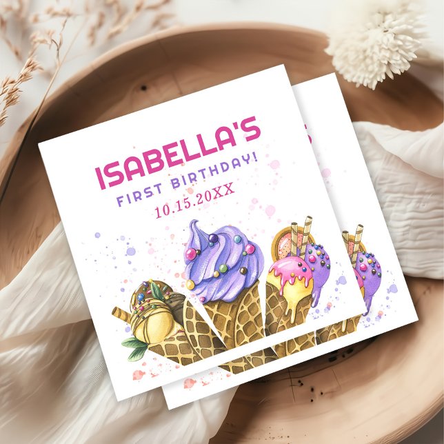 Guardanapo De Papel Parte primeiro aniversario sorvete (Criador carregado)