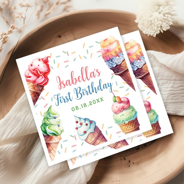 Guardanapo De Papel Parte primeiro aniversario sorvete (Criador carregado)