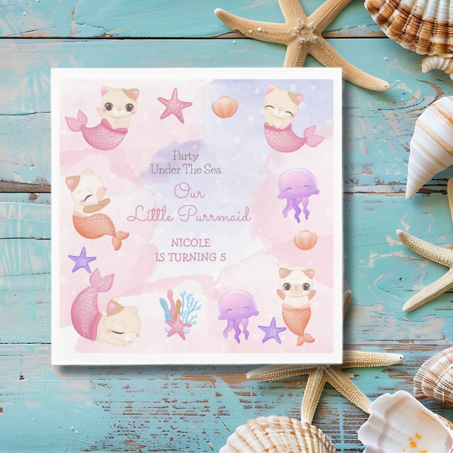 Guardanapo De Papel Parteira de gato e sereia (Criador carregado)