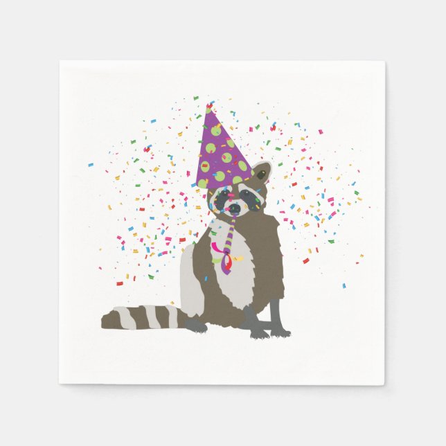 Guardanapo De Papel Partida de guaxinim - Animais com festa (Frente)