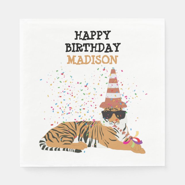 Guardanapo De Papel Partida de Tigre - Animais com festa (Frente)