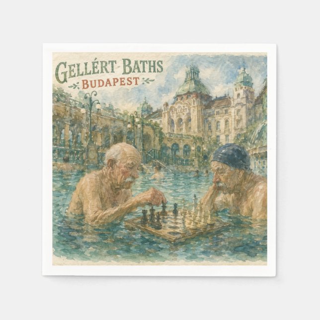Guardanapo De Papel Partida de xadrez Gellert Baths Budapeste Hungria (Frente)