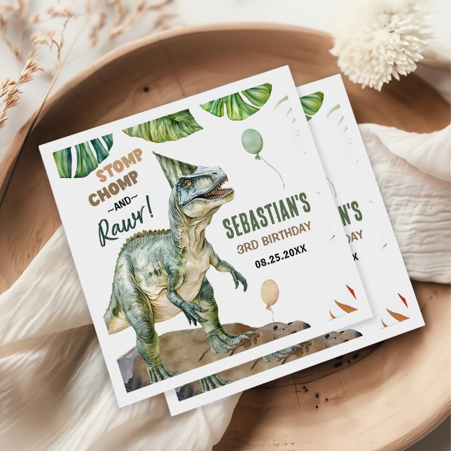 Guardanapo De Papel Partido aniversário de 3 anos do Dinossauro da Sel (Criador carregado)