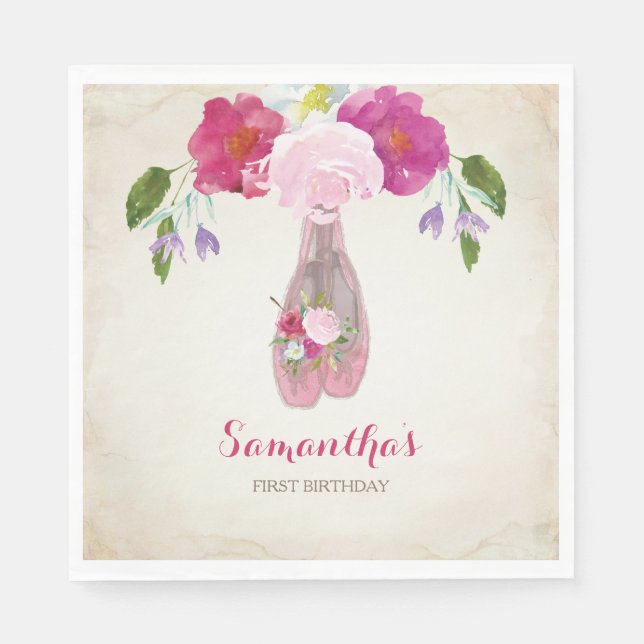 Guardanapo De Papel Partido Ballerina Napkin, Chique Floral (Frente)