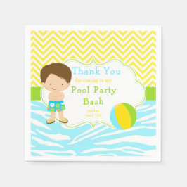 Guardanapo De Papel Partido Bash da Piscina Brunette Hair Boy