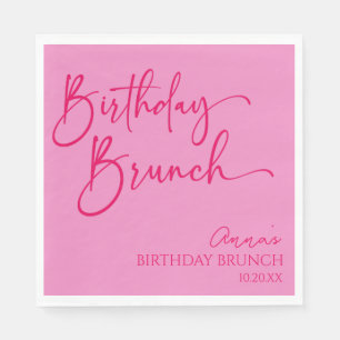 Guardanapo De Papel Partido Birthday minimalista moderno, rosa quente