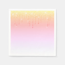 Guardanapo De Papel Partido Bonito Glitter Ombré Glam Sparkles Rosa