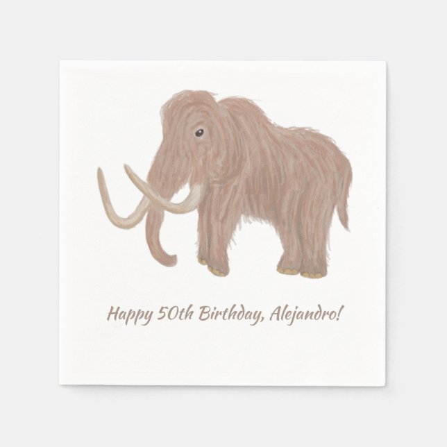 Guardanapo De Papel Partido Brown Wooly Mammoth Personalizado (Frente)