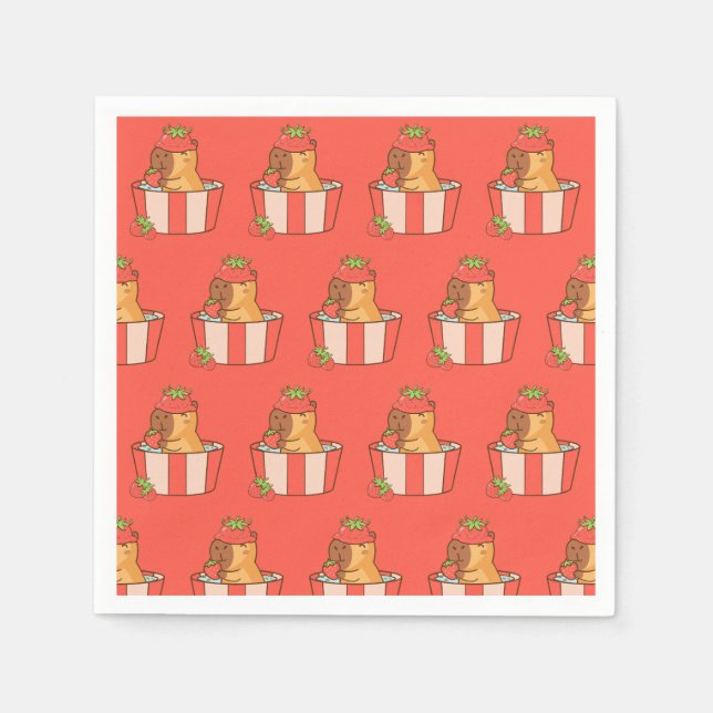 Guardanapo De Papel Partido Capybara Napkins | Bairro de Animais Bons (Frente)