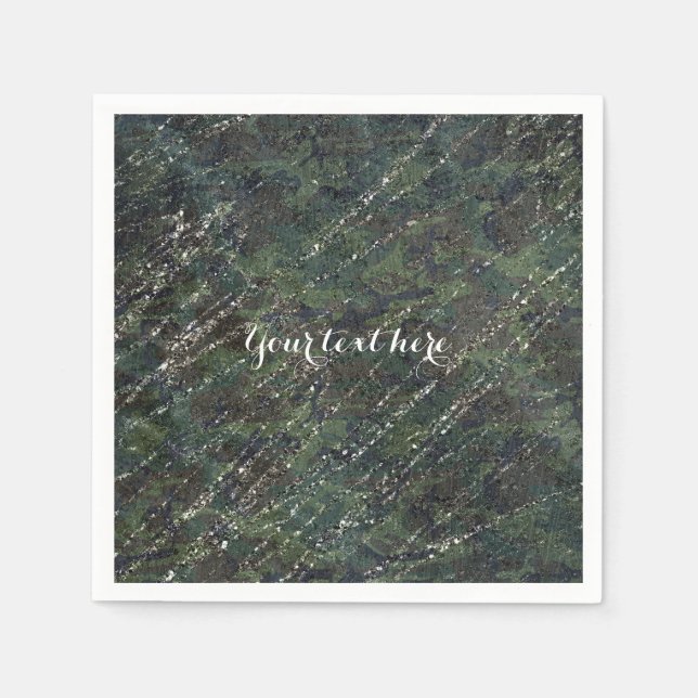 Guardanapo De Papel Partido Chic Designer da Cinza Negra Verde (Frente)