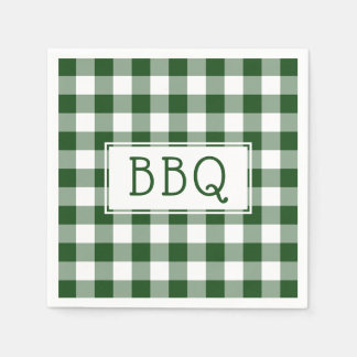Guardanapo De Papel Partido Clássico de CHURRASCO Verde e Branco Gingh