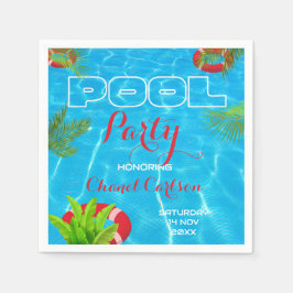 Guardanapo De Papel Partido da Piscina Tropical | Aniversário de Verão