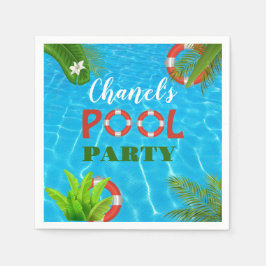 Guardanapo De Papel Partido da Piscina Tropical | Aniversário de Verão