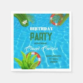 Guardanapo De Papel Partido da Piscina Tropical | Convite de Aniversár
