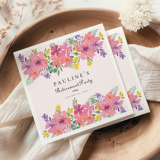 Guardanapo De Papel Partido da Reforma Floral Púrpura a Rosa Elegante (Criador carregado)