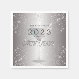 Guardanapo De Papel Partido da Véspera de ano novo do Martini Silver G
