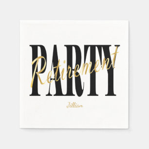 Guardanapo De Papel Partido de aposentadoria preto e Dourado,