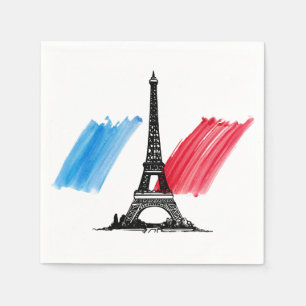 Guardanapo De Papel Partido de comensal francês da torre Eiffel e da