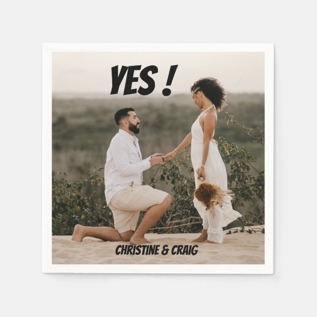 Guardanapo De Papel Partido de Fotos do noivado Napkins (Frente)