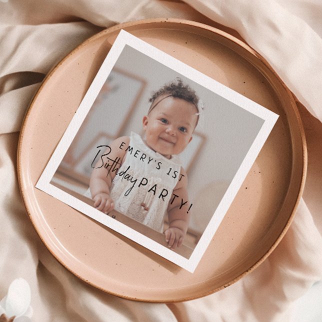 Guardanapo De Papel Partido de primeiro aniversario de Foto Neutro de  (Criador carregado)