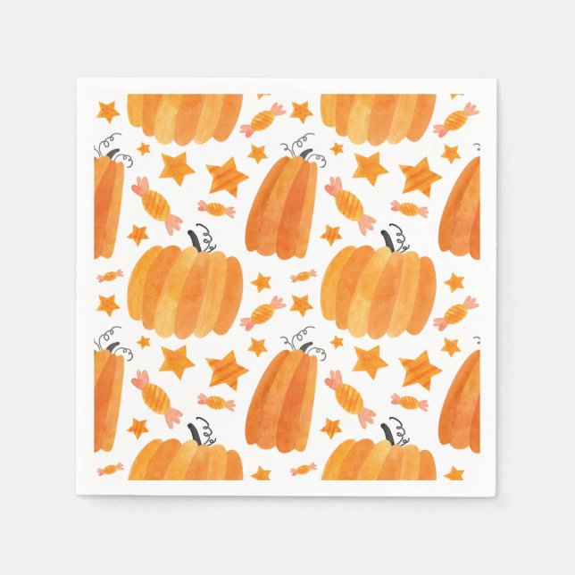 Guardanapo De Papel Partido de Pumpkin Laranja Napkin (Frente)