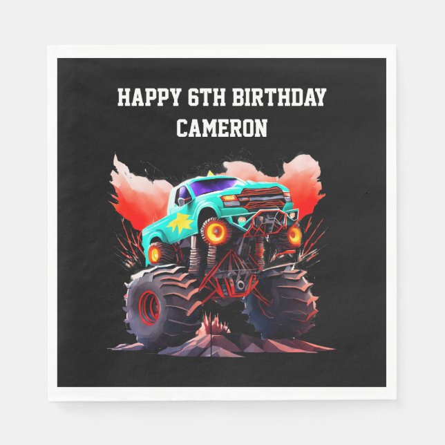 Guardanapo De Papel Partido do Aniversário de criança Monster Truck (Frente)
