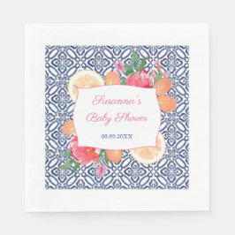 Guardanapo De Papel Partido do Chá de fraldas dos Azulejos Azuis do Me