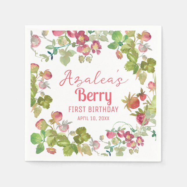 Guardanapo De Papel Partido do primeiro aniversario Strawberry Berry (Frente)
