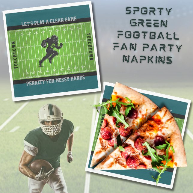 Guardanapo De Papel Partido do Ventilador de Futebol Verde esportivo N (Tackle the mess on Game Day with these fun and functional football party napkins! )